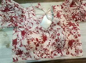 Red Floral Jimichu Blouse