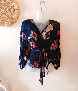 Zara Floral Wrap Top