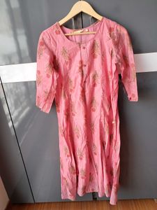 Pink Floral Print A Line Dress