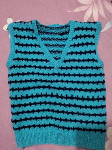 Blue Striped Knitted Vest