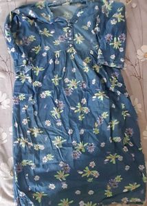 Floral denim blue feeding top