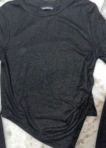 Black Long Sleeve Crop Top