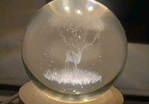 3D Galaxys Deer Crystal Ball Night Lamp,Solar Syst