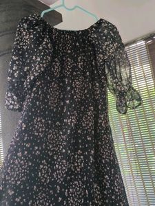 Black Dress with Puff Sleeves