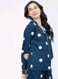 Navy blue and white printed sleep shirt