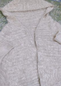 Beige Cozy Hooded Cardigan