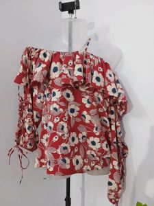 Floral Asymmetric Fashionable Tops