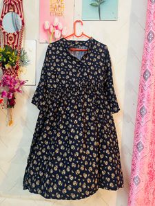 Beautiful Blue Cotton Trendy Dress Unused