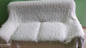 Textured White Sofa Throw
