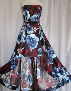 High Low Strapless Floral Dress