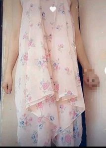 Pink Floral Chiffon Dress