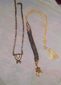 Sparkling Black &amp; Gold Necklace Set Of 2