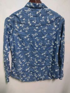 Max Blue Top With White Printed Flowers Women