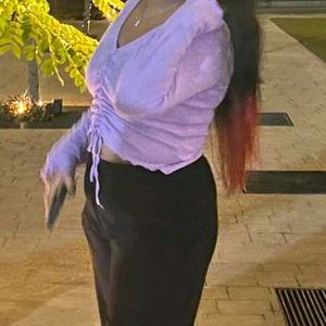 Purple Long Sleeve Crop Top