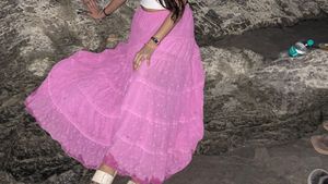 Pink Tiered Maxi Skirt