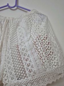 White lace shorts