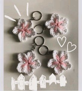 2 Cute Crochet Flower Keychains