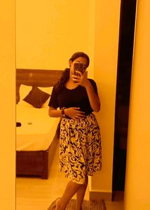 Black And White Flowered Design Skirt