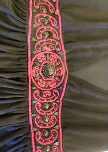 Black Mini Dress with Pink Embellishments