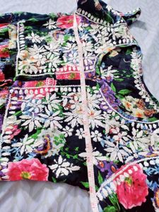 New Chickenkari Pure Cotton Anarkali Kurti