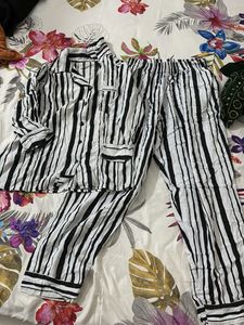 Clovia Striped Pajama Set