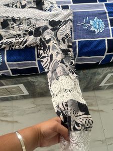 stylish trendyblack and white kurta