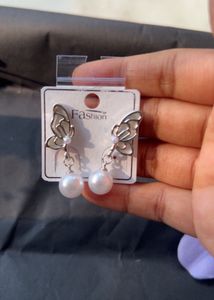 Butterfly Pearl Drop Earrings