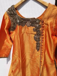Mustard Yellow A-Line Kurta Gown Dress