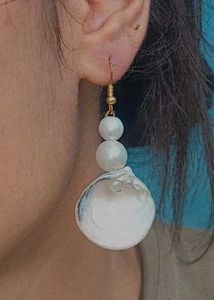 Seashell Pearl Statement Earrings