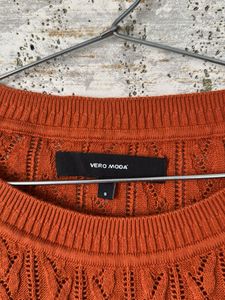 Vero Moda Rust Knit Short Sleeve Top