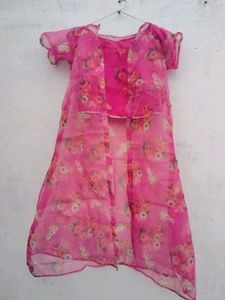 Pink Floral Chiffon Saree