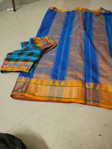 Blue Silk Saree with Blouse Piece