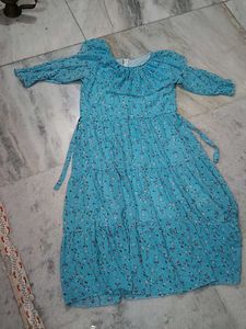 Blue Floral Tiered Dress