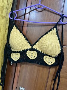 Halter Yellow Crochet Padded Bralette ⭐️