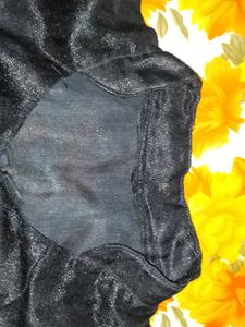 Stand Collar Black Blouse Full Sleeve ............