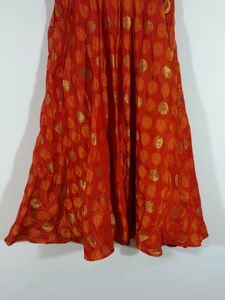 Orange  Brocade Ethnic Lehenga &amp; Dupatta Set