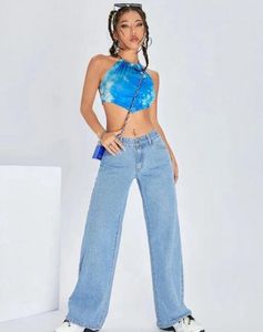 Denim blue Wide Leg Jeans Set