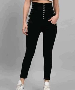 Tie Up Jeans 8 Button High Waist