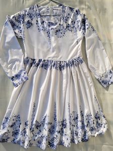 Women White Floral Mini Dress