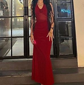 Red Halter Maxi Dress