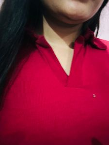 Red Collar Top