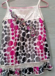Polka Dot Embellished Tank Top