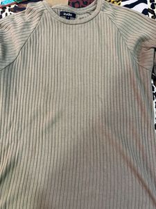 Ribbed Knit Tshirt With Long Sleeves