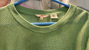 Levi&#39;s Green Crewneck Textured Knit Sweater