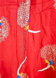 Red A-line Kurta | Stone Design At Center