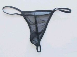 Men&#39;s Black transparent thong
