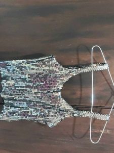 Shiny Silver Sequin Party Wear Top🌌