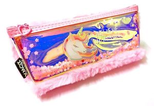 🦄Unicorn 🦄 Fur Pencil Case With Water Glitter