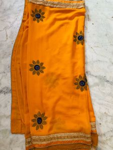 Partywear Yellow Floral Saree