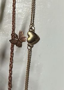 Butterfly & Heart Charm Layered Necklace